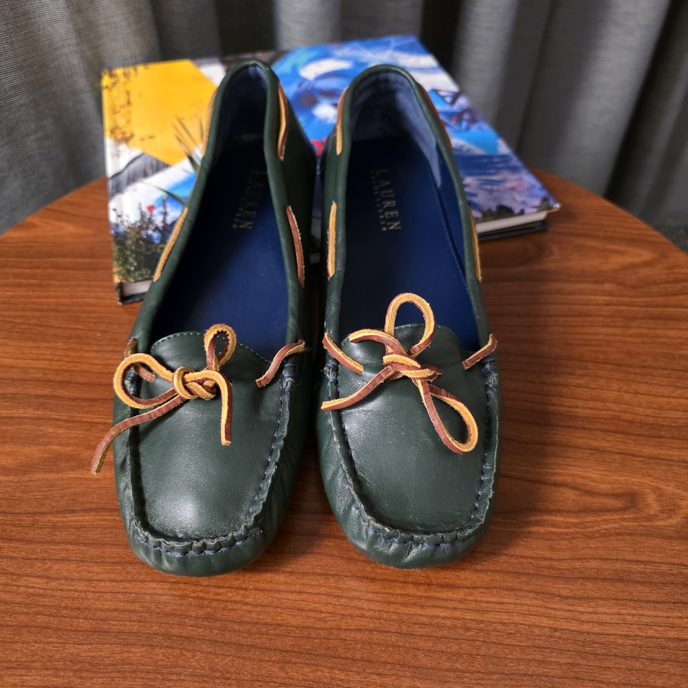 Ralphe Lauren Women's Green Loafers Driving